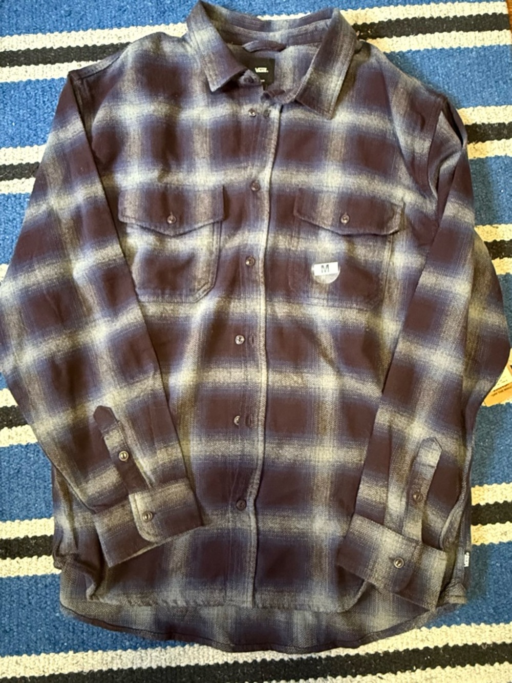 Vans Men's Blue and Gray Plaid Button-Down Shirt “Bixby”